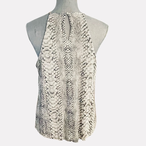 PYTHON CHIC PLISSE BLACK & CREAM SNAKE PRINT HALTER TOP - Picture 10 of 11